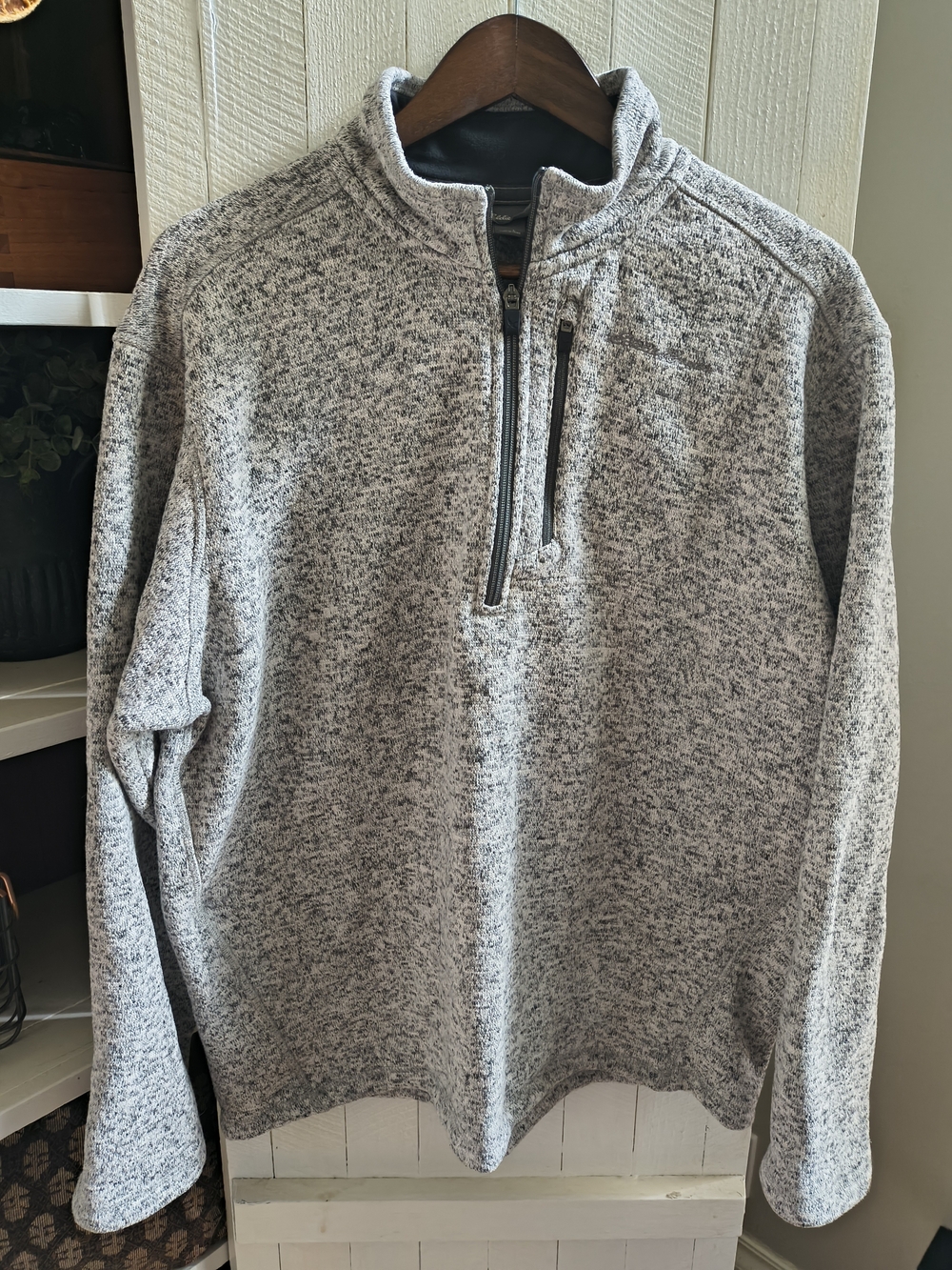 Men's Eddie Bauer Heather Gray Zip-Up Quarter Zip Sweater